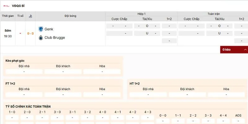 Các loại cược nên vào của trận Genk vs Club Brugge ngày 26/12/2025